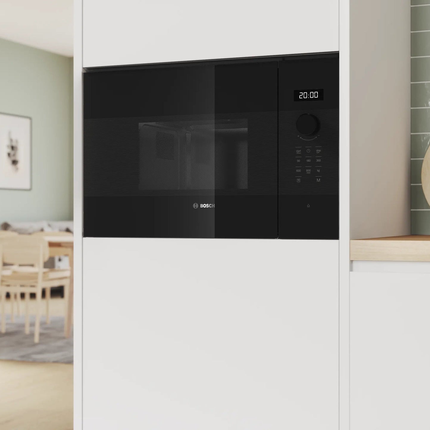 Bosch Micro-ondes encastrable Série 4 - 20 L - 800 W - AutoPilot 7 - Éclairage LED - Noir - BFL524MB2