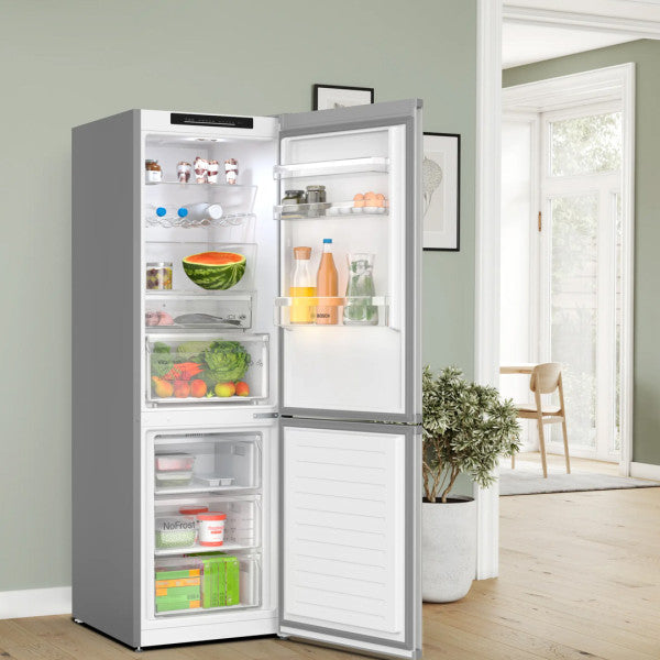 Bosch Réfrigérateur combiné 321 L No Frost 186 cm - VitaFresh, LED, 2 circuits de froid - KGN362LDF