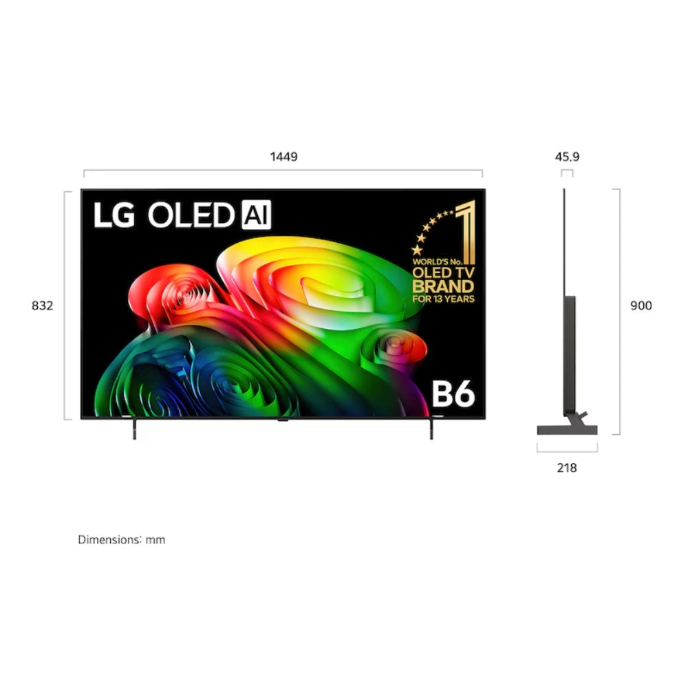LG OLED AI B6 65 Pouces 4K Smart TV Dolby Vision VRR 144Hz Alpha 8 AI Gen3 – OLED65B66LA