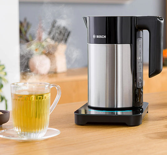 Bosch Bouilloire Électrique – Inox 1,7 L, 7 températures, fonction Keep Warm – TWK7203