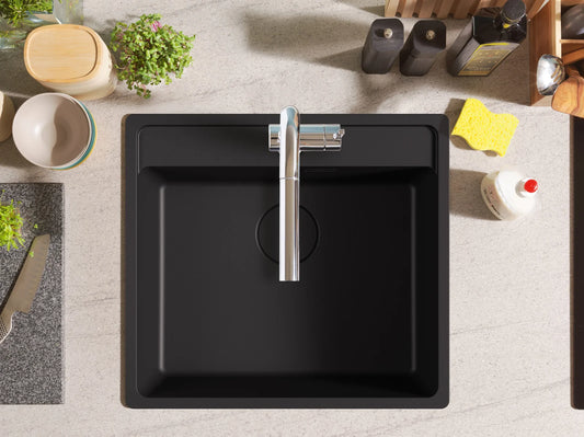 FRANKE Évier Fragranite MRG 610-52 – 1 Bac, Noir Mat, 3 Trous
