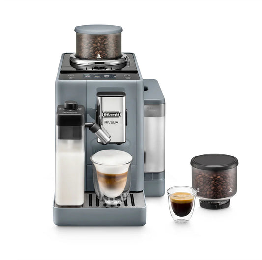 DeLonghi Rivelia - Expresso broyeur automatique 19 bars, LatteCrema Hot, écran tactile 3,5", Bean Switch & Bean Adapt, réservoir 1,4 L, bac à grains 250
g - EXAM440.55.G
Référence: EXAM440.55.G