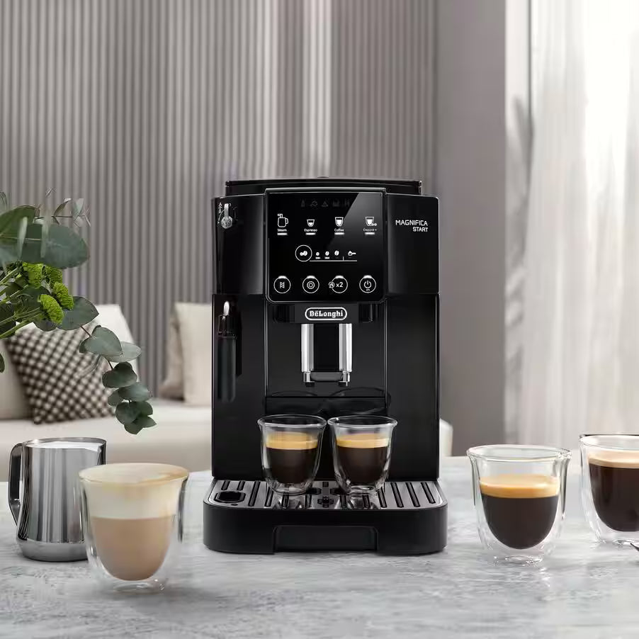DeLonghi Magnifica Start Machine à café à grains automatique - 4 recettes - Mousseur à lait manuel - 1,8 L - ECAM220.21.B
