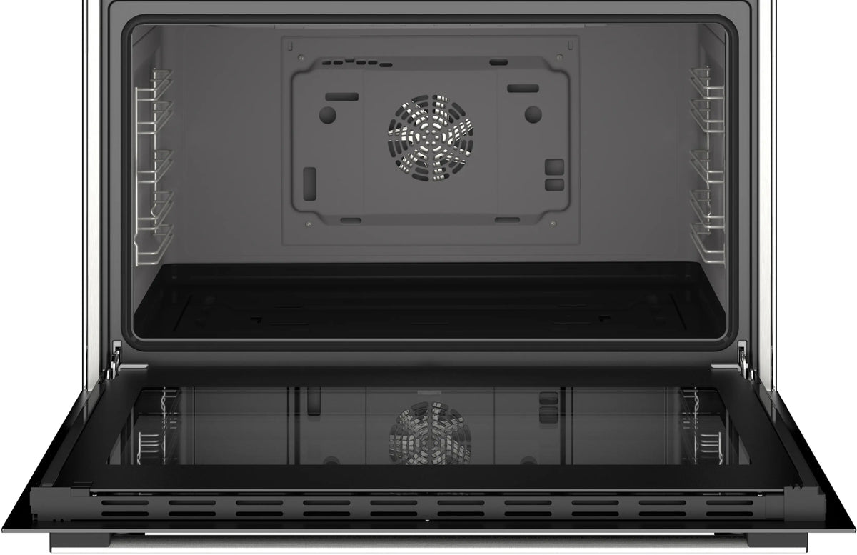 Bosch Cuisinière gaz Série 8 90 cm - 5 feux dont Wok 4,2 kW - Four XXL 147 L - Double tournebroche - HJY5G7V61S