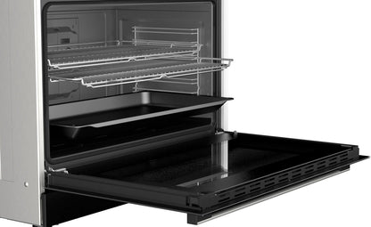 Bosch Cuisinière gaz Série 8 90 cm - 5 feux dont Wok 4,2 kW - Four XXL 147 L - Double tournebroche - HJY5G7V61S