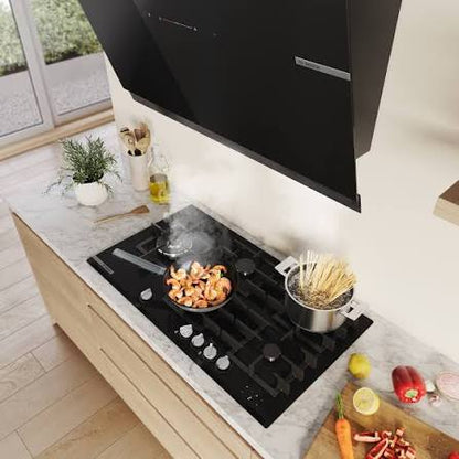 Bosch PRS9A6H40 Plaque Gaz Série 8 90 cm Verre Trempé Noir |