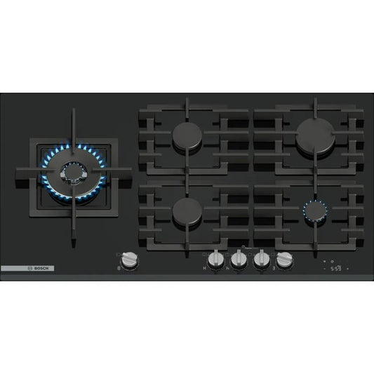 Bosch PRS9A6H40 Plaque Gaz Série 8 90 cm Verre Trempé Noir |