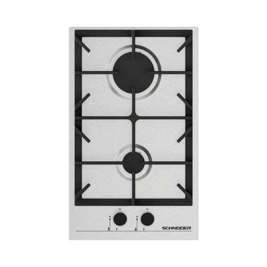 SCHNEIDER Plaque de Cuisson Gaz 30 cm – Inox avec Grilles en Fonte – HB302MS
