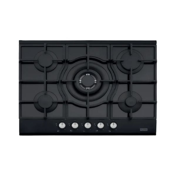 FRANKE Plaque de cuisson à gaz 5 feux en verre noir – FHNG 705 4G TC BK C