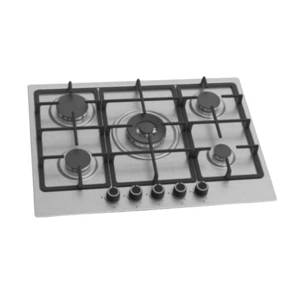 SCHNEIDER Plaque de cuisson Gaz 71 cm en Inox – 5 Feux avec Brûleur Central Wok & Grilles en Fonte - EL008