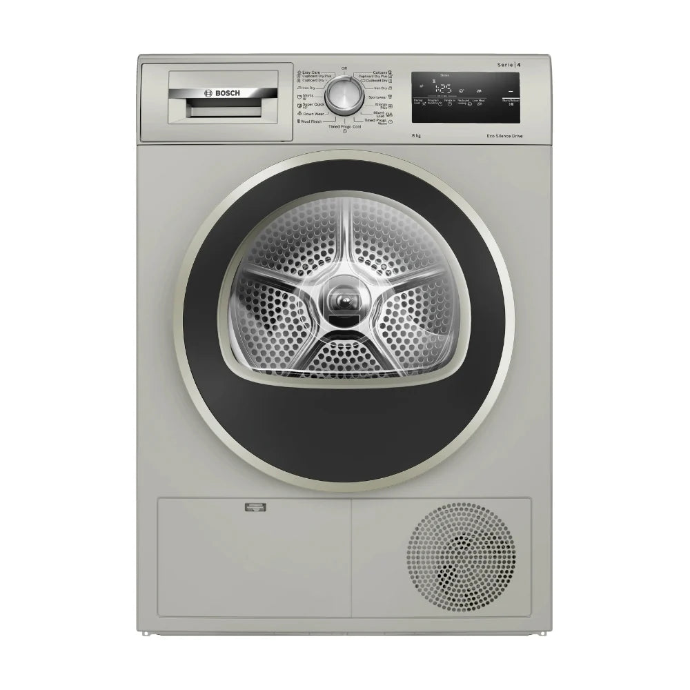 Bosch Série 4 Sèche-linge à condensation 8 kg Graphite - Programmes AllergyPlus, Shirts 15', Super Quick 40' - WTN86212ME