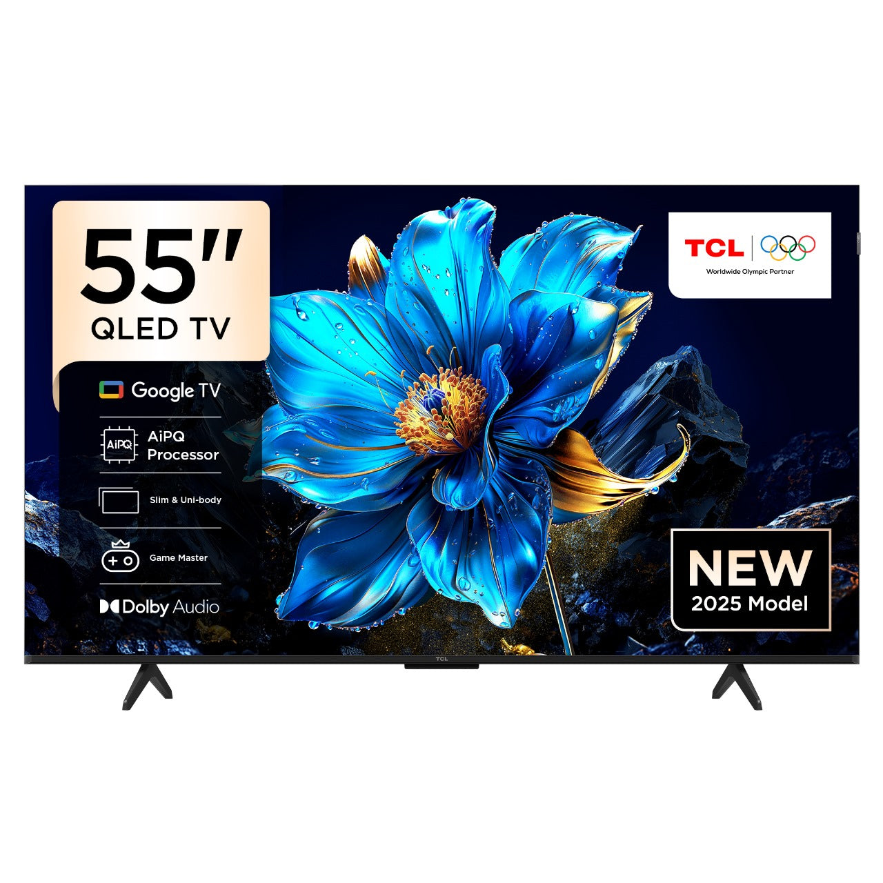 TCL TV QLED 55” – 4K UHD (3840×2160), Google TV, HDR10+, Dolby Atmos, Wi‑Fi, Bluetooth 5.0, 4×HDMI, 2×USB – TCL 55P7K
