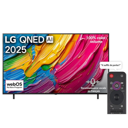 LG TV QNED 75" 4K – Quantum Dot + NanoCell, Local Dimming, HDR10, webOS 25, AI Magic Remote - 75QNED80A6A