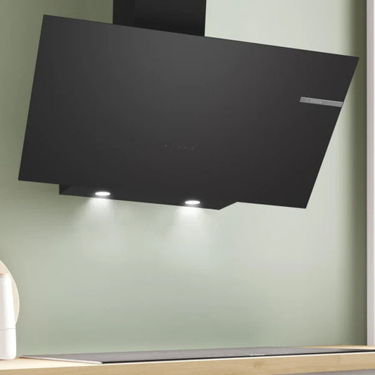 Hotte Bosch Décorative – Hotte murale 90 cm en verre noir, 700 m³/h, TouchControl – DWK96PJ60T