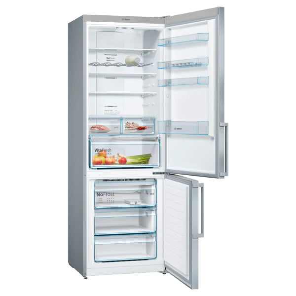 Bosch Combiné Réfrigérateur‑Congélateur Bas 203 × 70 cm Acier Brossé Anti‑Traces – VitaFresh, No Frost – KGN49XIDQ
