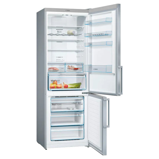 Bosch Combiné Réfrigérateur‑Congélateur Bas 203 × 70 cm Acier Brossé Anti‑Traces – VitaFresh, No Frost – KGN49XIDQ