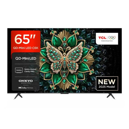 TCL TV QD-Mini LED 65″ 4K UHD – 144 Hz, Dolby Vision/HDR10+, Google TV, ONKYO 2.1 – 65C6K