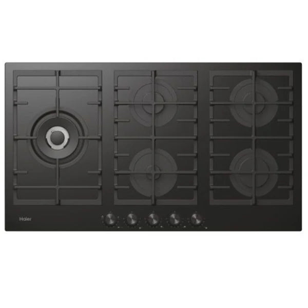 Haier I‑Move Series 6 – Plaque de cuisson gaz sur verre trempé 90 cm, 5 foyers – HAVG9WL38WPB