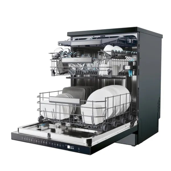 Haier Lave-vaisselle pose libre 60 cm – 14 couverts, 44 dB, Wi-Fi hOn, Tiroir Shine Plus & Ouverture automatique – XF 4A4M4PB