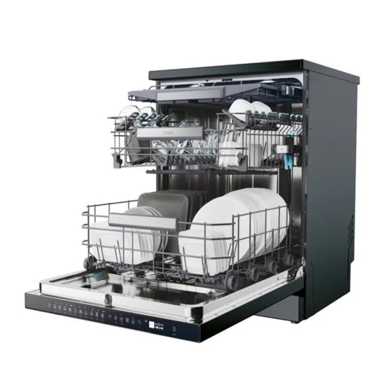 Haier Lave-vaisselle pose libre 60 cm – 14 couverts, 44 dB, Wi-Fi hOn, Tiroir Shine Plus & Ouverture automatique – XF 4A4M4PB