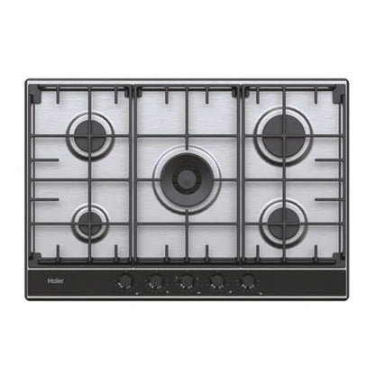 Haier Plaque Series 2 Table de cuisson gaz – 5 foyers (dont brûleur wok) – inox & verre – HAHG74S2X