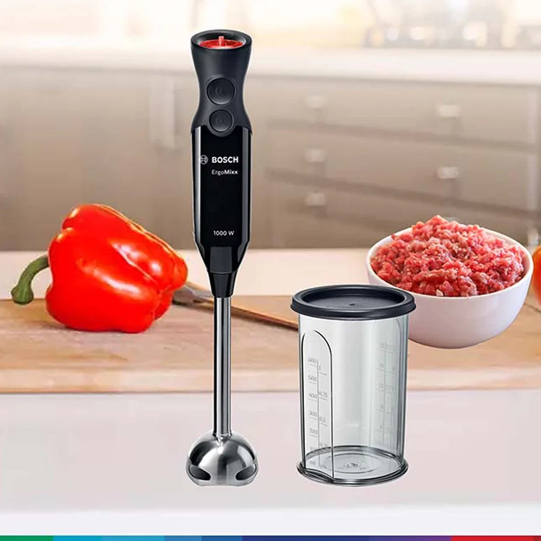Bosch ErgoMixx Mixeur plongeant – 1000 W, 12 vitesses, QuattroBlade – MS6CB6110