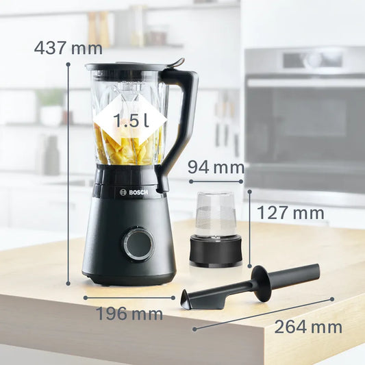 Bosch Blender VitaPower Série 4 – 1,5 L, 1200 W, 2 vitesses + Pulse, lame inox 4 pales – MMB6176B