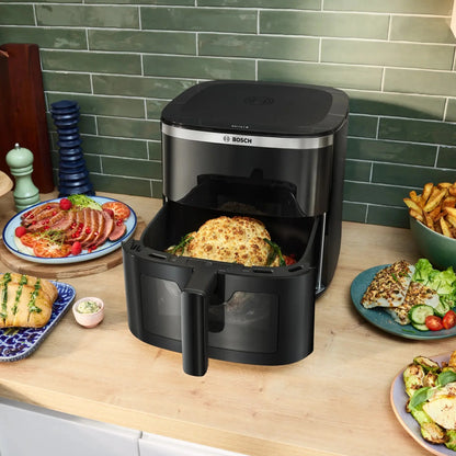 Bosch Série 6 Friteuse sans huile Air Fryer XXL 7,2 L - 8 programmes - Écran tactile - 40-200 °C - 1800 W - MAF671B0