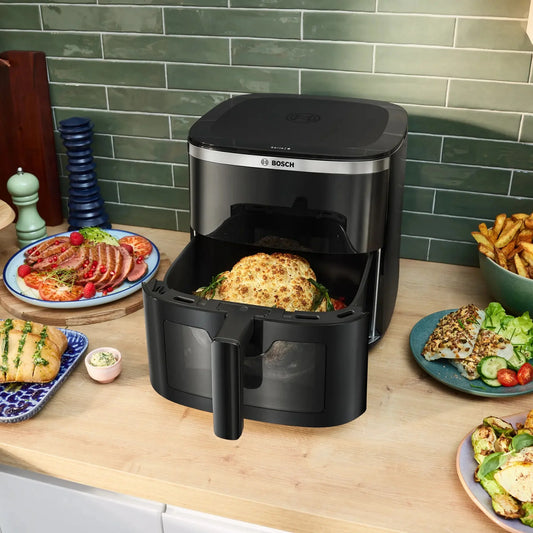 Bosch Série 6 Friteuse sans huile Air Fryer XXL 7,2 L - 8 programmes - Écran tactile - 40-200 °C - 1800 W - MAF671B0