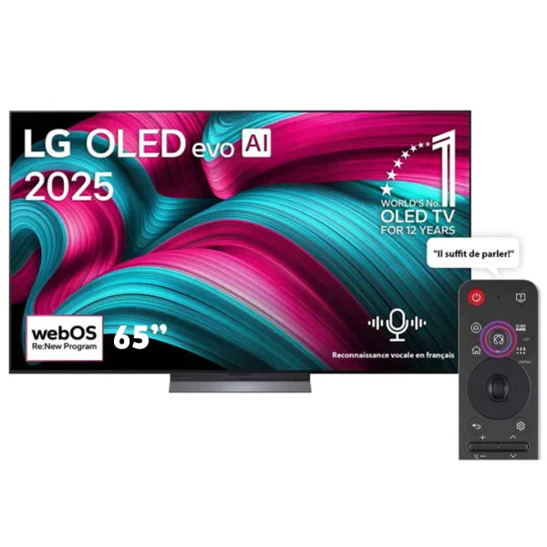 LG Smart TV OLED evo – 65″ 4K 144 Hz – Télécommande AI Magic Remote – C56LA