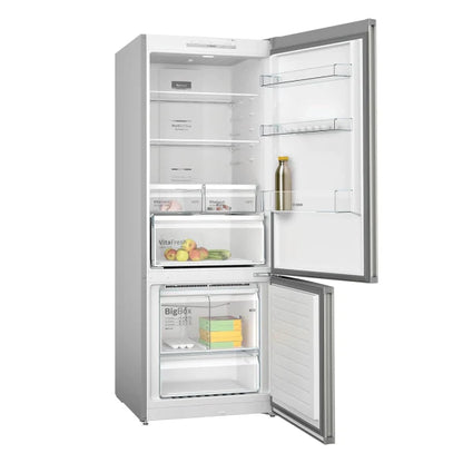 Bosch Combiné Réfrigérateur‑Congélateur – 186 × 70 cm, Acier brossé anti‑traces, Total No Frost – KGN55VI2M9