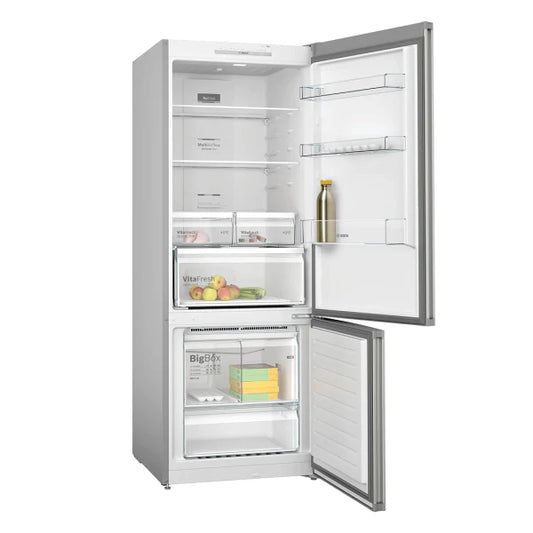 Bosch Combiné Réfrigérateur‑Congélateur – 186 × 70 cm, Acier brossé anti‑traces, Total No Frost – KGN55VI2M9