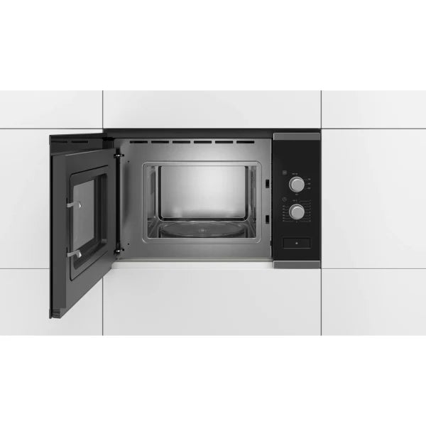 Bosch Micro‑ondes Encastrable 20 L – 5 Niveaux, Plateau 25 cm, Cavité Inox – BFL520MS0