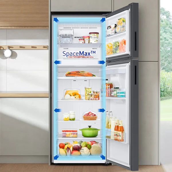 Samsung Réfrigérateur deux portes – 460 L net, Spatial SpaceMax™, Optimal Fresh+ & Wi‑Fi – RT47CB663222