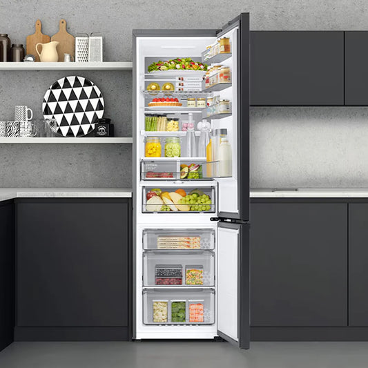Samsung Réfrigérateur Combiné – 340 L, Froid Ventilé All‑Around, Digital Inverter, Power Cool/Freeze – RB34C673EB1/MA