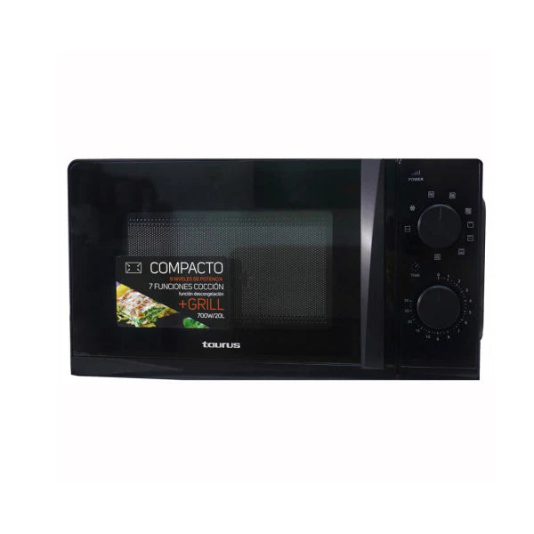 Taurus Micro‑ondes Ready Black Grill – 20 L, 700 W micro‑ondes + 900 W grill, 9 niveaux & fonctions combinées