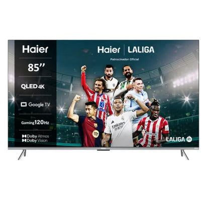Haier TV QLED 85" – 4K (3840×2160), Google TV, Dolby Vision/Atmos, MEMC, 4× HDMI 2.1 (VRR/ALLM/eARC) – H85Q80FUX