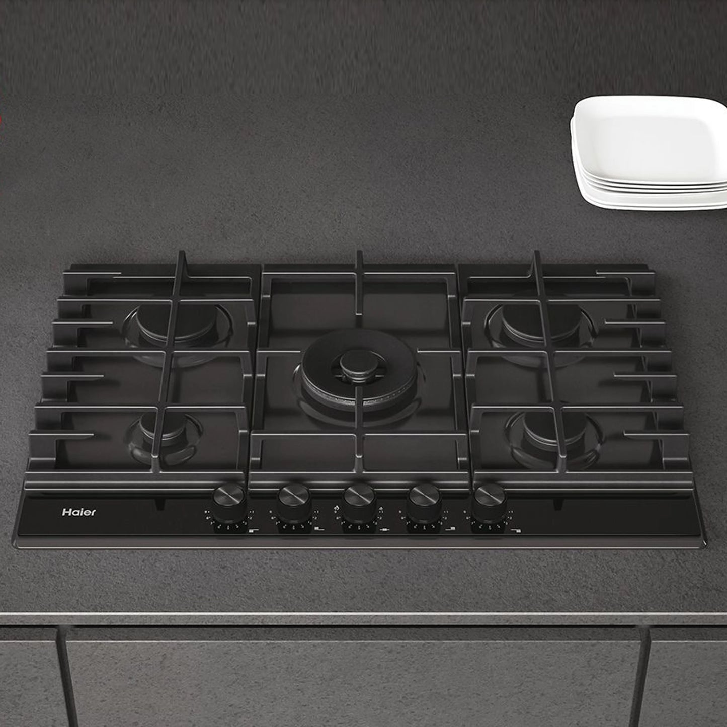 Haier I‑Move Series 6 – Plaque de cuisson gaz sur verre trempé 90 cm, 5 foyers – HAVG9WL38WPB