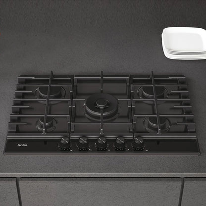 Haier I‑Move Series 6 – Plaque de cuisson gaz sur verre trempé 90 cm, 5 foyers – HAVG9WL38WPB