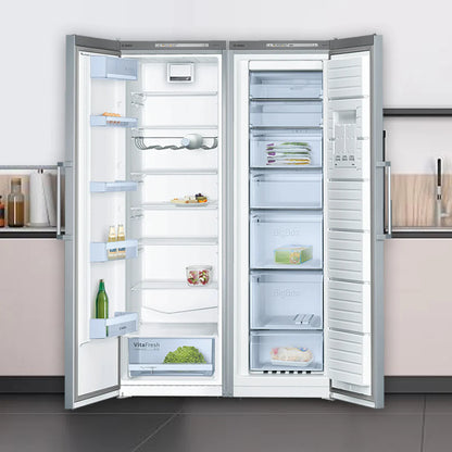 Bosch Réfrigérateur Pose‑Libre Série 4 – 346 L, Inox, LED, VitaFresh, Super Cooling – KSV36VL30U
