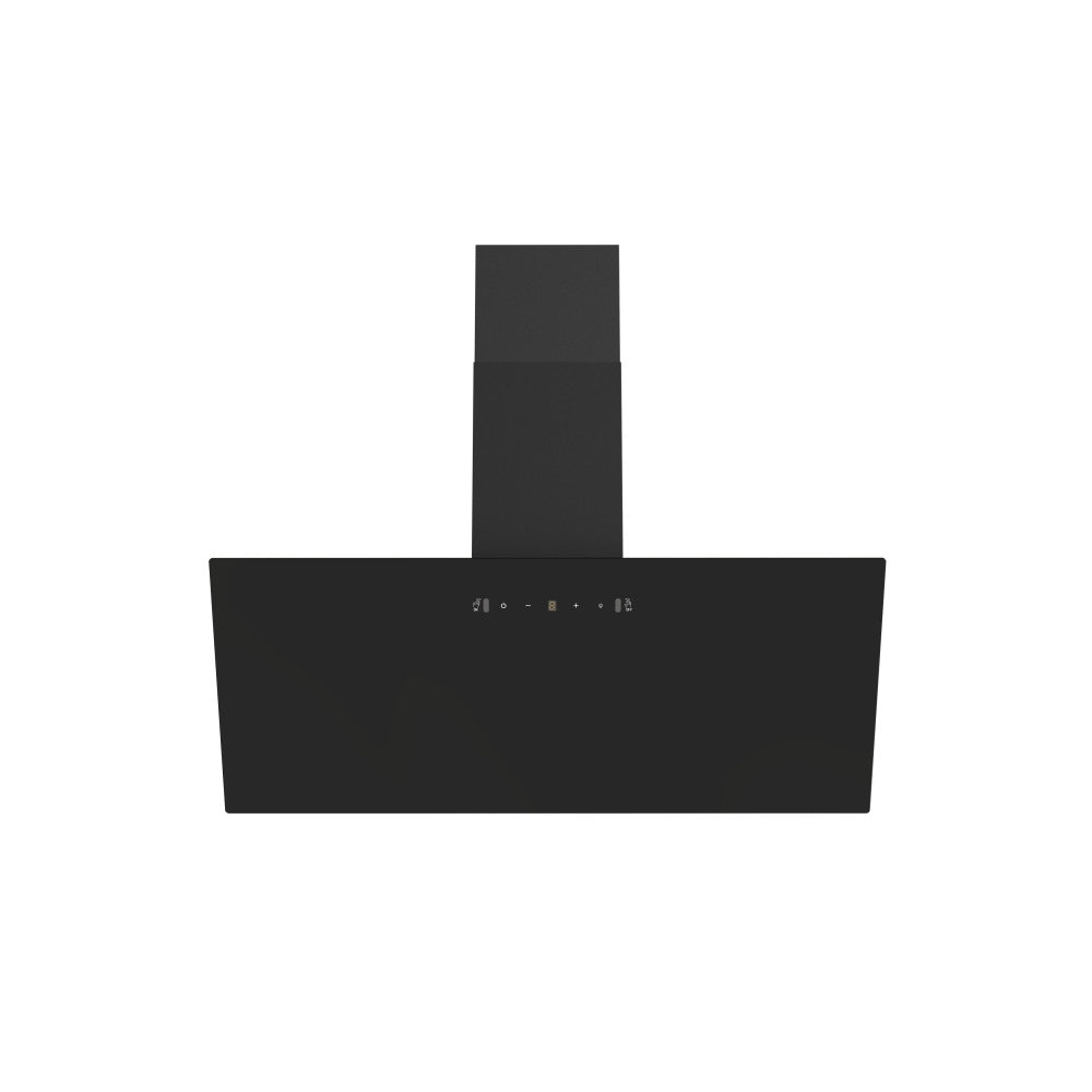 SCHNEIDER Hotte Décorative 90 cm Noir avec Panneau Verre Noir Mobile – TV63A90A-SCH